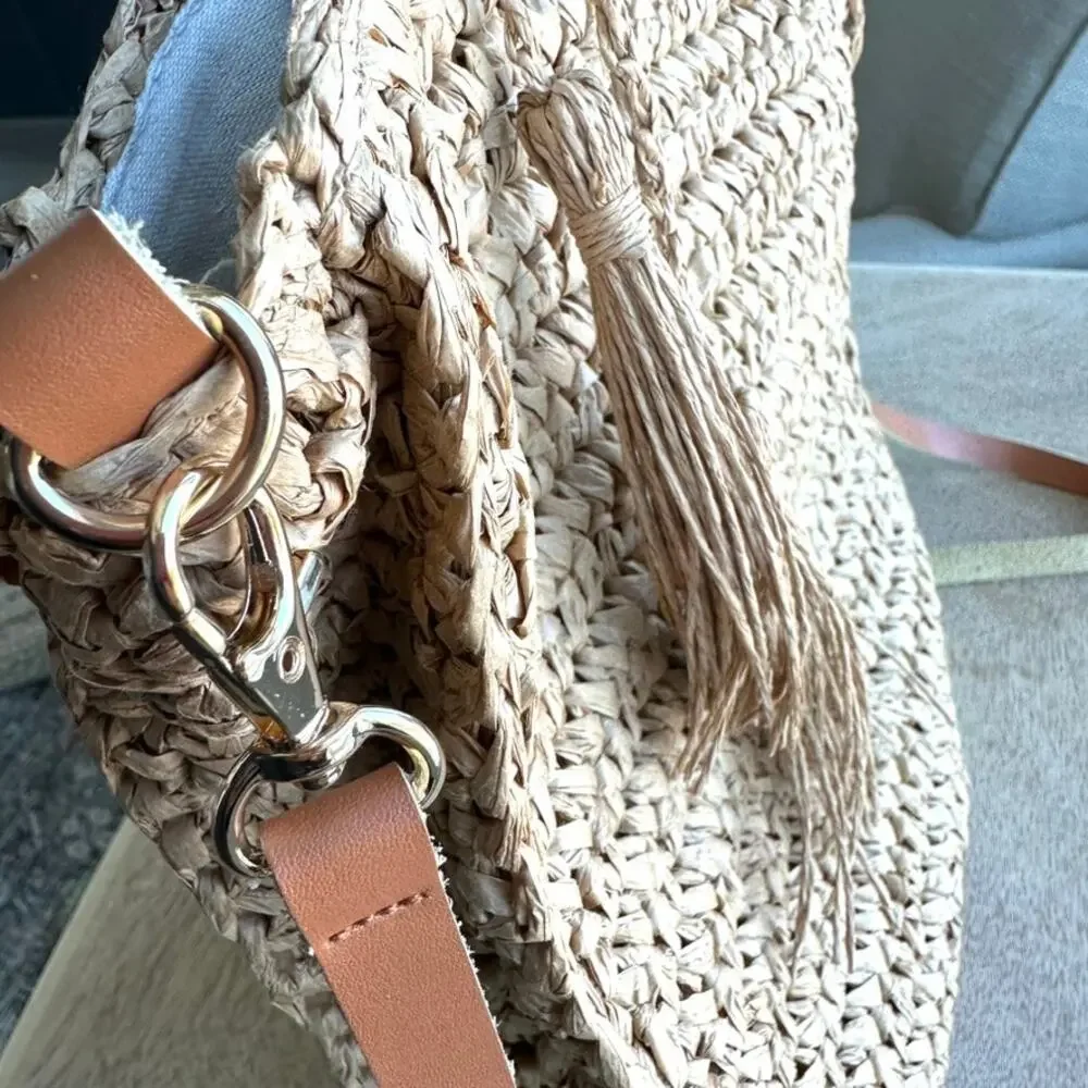 Aqua Mel Crossbody Natural Weave Bag‎ - NWT